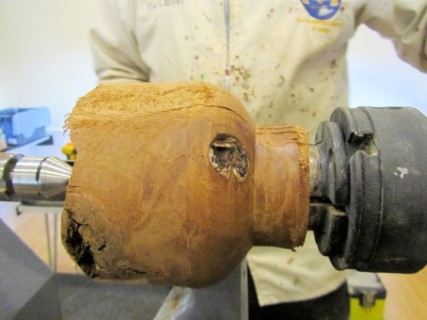 Ed's first item, a chunky oak goblet with a feature